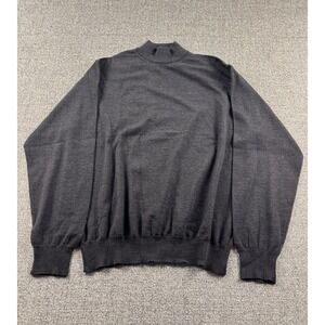 Jos. A.‎ Bank Sweater Mens L Gray 100% Merino Wool VTG Mock Neck Pullover Italy